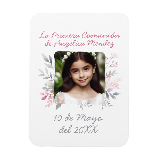 Primera Comunión con Foto y Flores Spanish Magnet (Vertical)