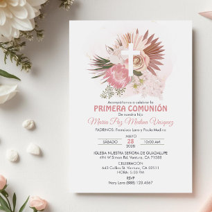 Primera Comunion Invitacion Boho First Communion Invitation