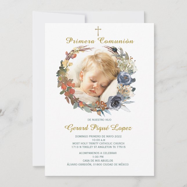 Primera comunion invitacion imprimible invitation (Front)
