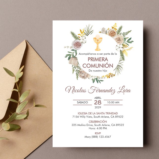 Primera Comunion Spanish Chalice First Communion Invitation (Creator Uploaded)