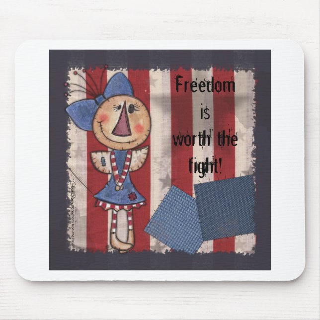 Primitive American Angel- Happy 4th of July Mouse Pad (Front)