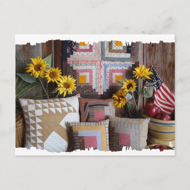 Primitive Americana Antique Quilt Postcard (Front)