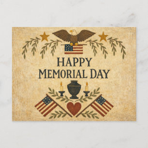 Primitive Americana Memorial Day Holiday Postcard