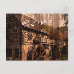 Primitive Barn Wood farmhouse wedding Invitation Postcard