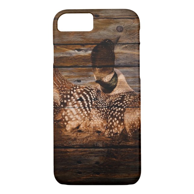Primitive Barn wood Western Country waterfowl Loon Case-Mate iPhone Case (Back)