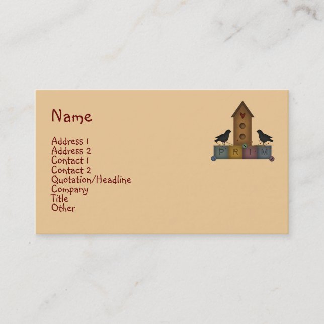 Primitive Birdhouse Business Card (Front)