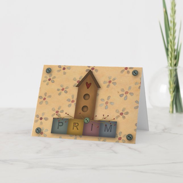 Primitive Birdhouse Note Card (Front)