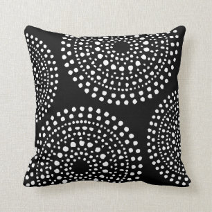 Primitive Boho Mosaic Pattern Black Cushion