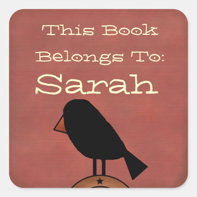 Primitive book plate square sticker (Front)