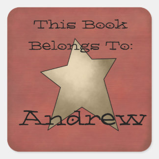 Primitive book plate square sticker