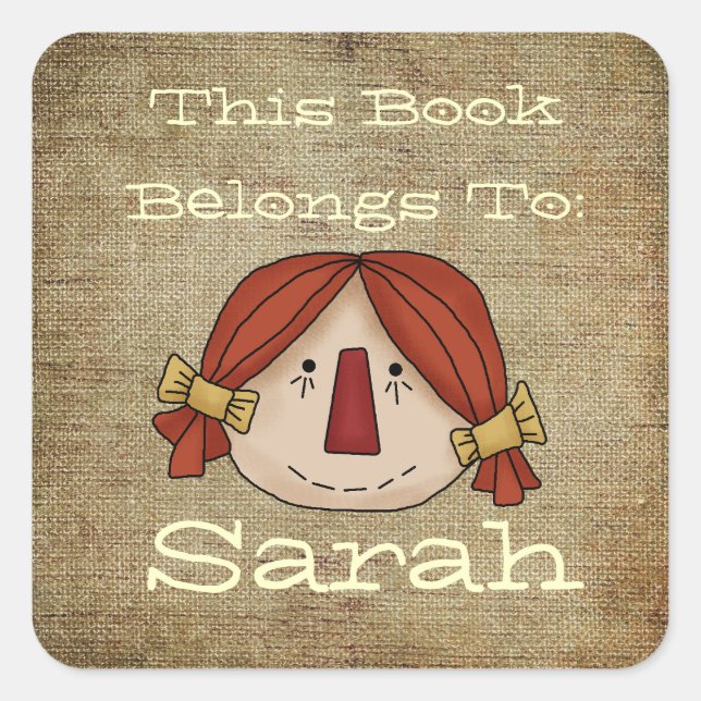 Primitive book plate square sticker (Front)