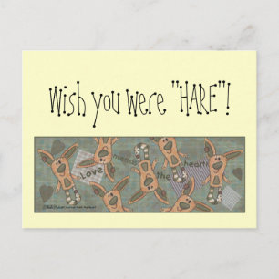 Primitive Bunny Postcard