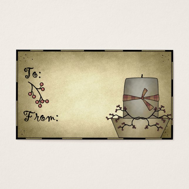 Primitive Candle - Holiday Gift Tags (Front)