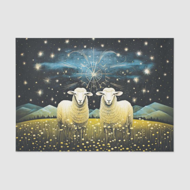 Primitive Celestial Sheep Decoupage Tissue Paper (Front)