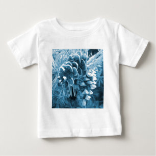 Primitive Christmas pine tree ice blue pinecone Baby T-Shirt