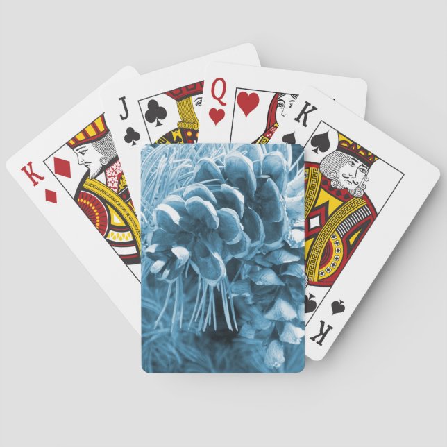Primitive Christmas pine tree ice blue pinecone Playing Cards (Back)