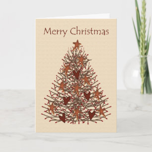 Primitive Christmas Tree Card