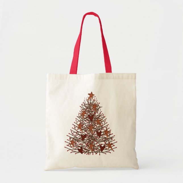 Primitive Christmas Tree Tote Bag (Front)