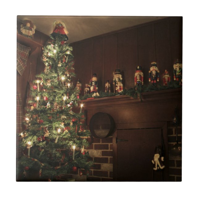 Primitive Colonial Country Christmas Holiday Tile (Front)