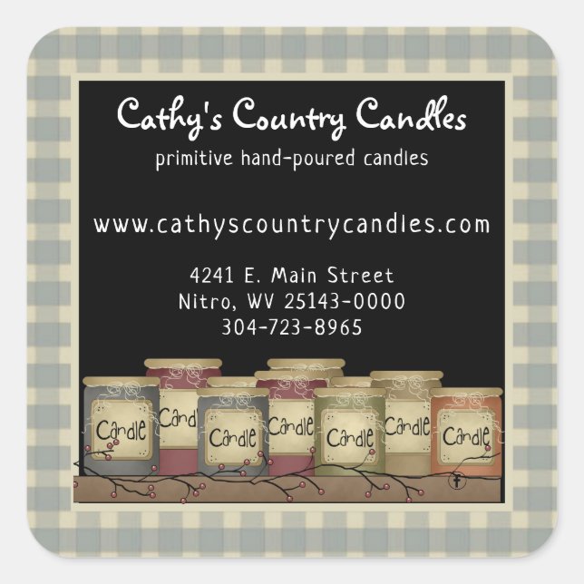 Primitive Country Candles & Pip Berries Square Sti Square Sticker (Front)
