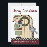 Primitive Country Christmas Rustic Christmas Card<br><div class="desc">Primitive Country Christmas Rustic Christmas Card - Wish your customers or friends & family Merry Christmas this year in primitive country style. You can easily make this Christmas Card uniquely yours by using our design tool. If you need assistance personalising your Christmas Card, please don't hesitate to reach out. Christmas...</div>