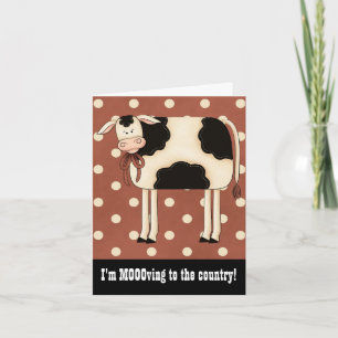 Primitive Country Cow Single Lady Moving Notice Card