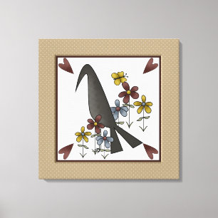 Primitive Country Crow Canvas Print