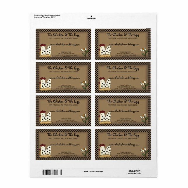 Primitive Country Farmhouse Chicken Shipping  (Full Sheet)