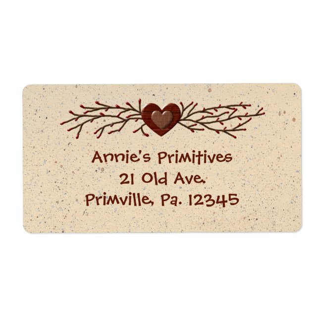 Primitive Country Heart Business Label (Front)
