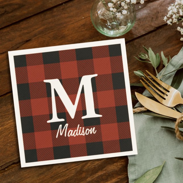Primitive country lumberjack Red buffalo plaid Napkin (Creator Uploaded)