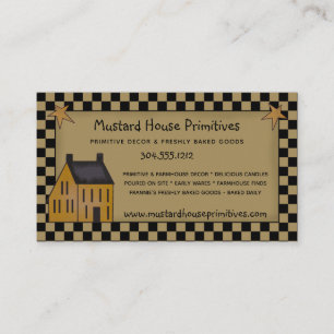 Primitive Country Mustard Saltbox House & Stars Business Card