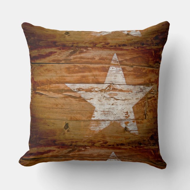 Primitive Country Rustic Barn Wood Star Pillow (Front)