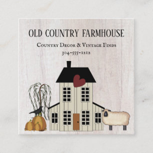 Primitive Country Rustic Old Farmhouse Fall Sheep Square Business Card