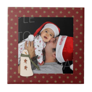 Primitive Country Snowman Custom Photo Tile