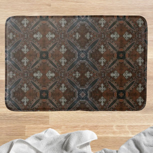 Primitive cowboy western country Tooled Leather Bath Mat