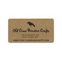 Primitive Crow on Kraft Rustic Shipping Label