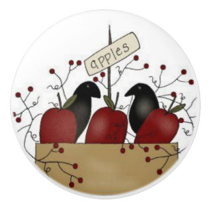 Primitive Crows Ceramic Knob