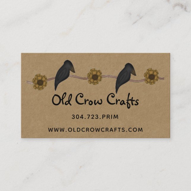 PRIMITIVE CROWS ON KRAFT BUSINESS CARD (Front)