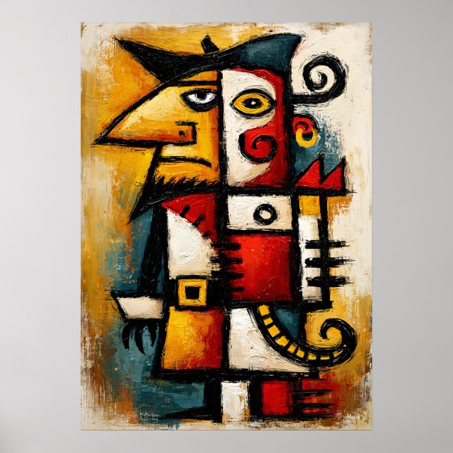 Primitive Cubist Captain Bold Abstract Geometric Poster (Front)