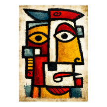Primitive Cubist Character 1 Bold Abstract Art