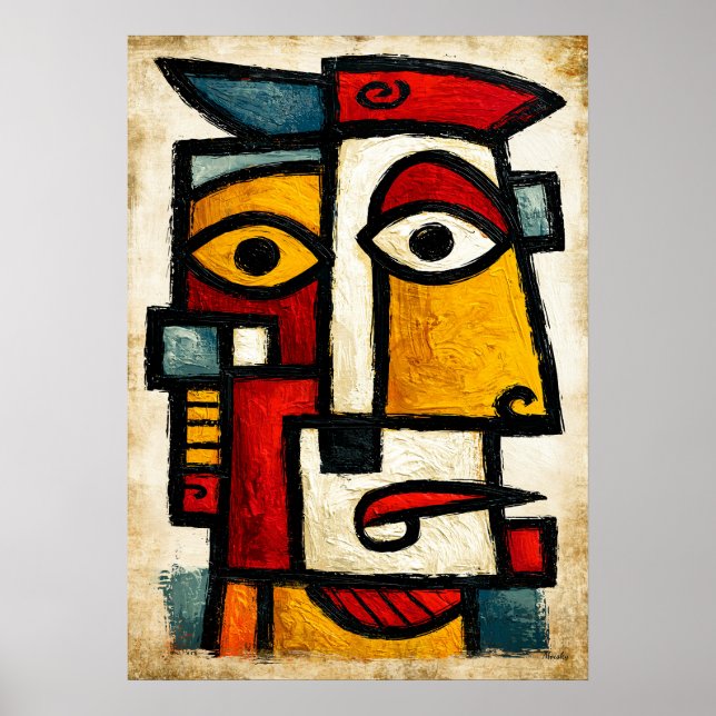 Primitive Cubist Character 1 Bold Abstract Art Poster (Front)