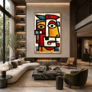 Primitive Cubist Character 1 Bold Abstract Art Poster