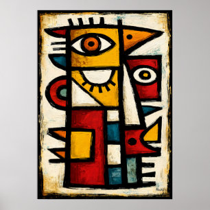 Primitive Cubist Character 2 Bold Abstract Art Poster