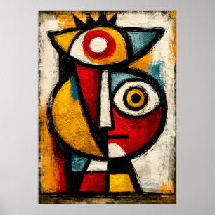 Primitive Cubist Guardian Bold Abstract Geometric Poster