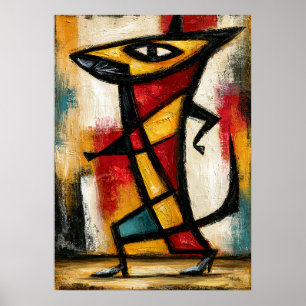 Primitive Cubist Trickster Bold Abstract Geometric Poster