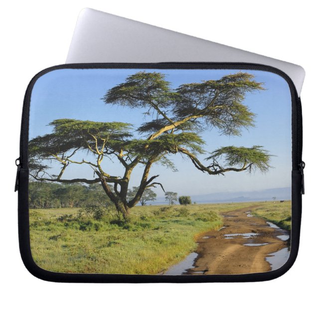 Primitive dirt road and acacia tree, Lake Nakuru Laptop Sleeve (Front)