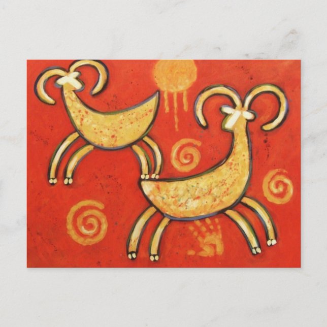 Primitive Ethnic Big Horn Sheep Postcard (Front)