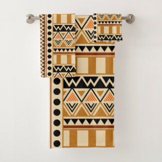 Primitive Ethnic Tribal Pattern in Earth Colours Bath Towel Set