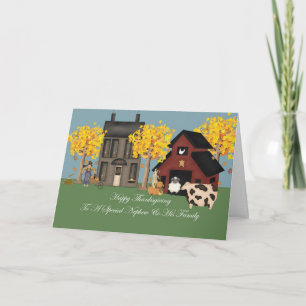 Primitive Farm Nephew & Family Thanksgiving Holiday Card