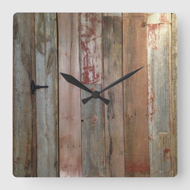 primitive farmhouse western country barn wood square wall clock (Front)